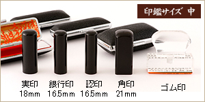 5本セット黒水牛/実18+銀16.5＋認16.5＋角21＋ゴム印